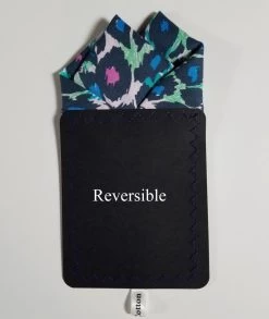 100% Cotton Pre-Folded Pocket Square Handkerchief Insert - Navy & Green Abstract Floral -Fashionable Costume Navy Green Abstract Floral 4 29644.1684604832