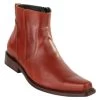Original Michel Boot Co. Leather Side Zip Snub Toe Ankle Boot