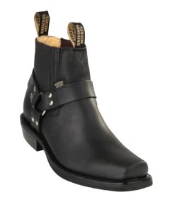 Original Michel Boot Co. Leather Snub Toe Biker Ankle Boot - Rubber Sole