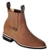 Original Michel Boot Co. Suede Charro Ankle Boot - Natural Edge Rubber Sole