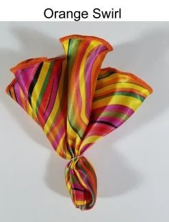 Antonio Ricci 2-in-1 Pouf Round Pocket Square - Orange Swirl -Fashionable Costume Orange Swirl4 ebay 38948.1651354661