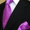 Antonio Ricci Diagonal Pleated Tie With Pocket Square - Lavender
