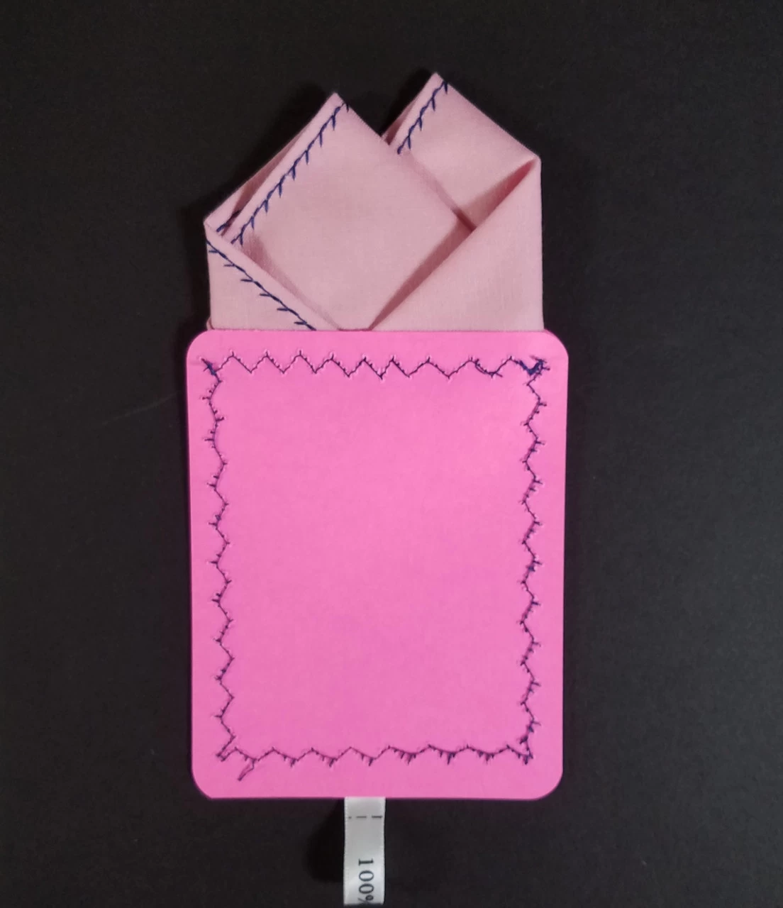 100% Cotton Pre-Folded Pocket Square Handkerchief Insert - Blue On Pink 4 100% Cotton Pre-Folded Pocket Square Handkerchief Insert - Blue On Pink - Image 4