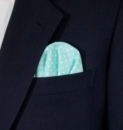 Aqua Blue Polka Dots - 100% Cotton Pre-Folded Pocket Square Insert