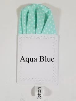 Aqua Blue Polka Dots - 100% Cotton Pre-Folded Pocket Square Insert -Fashionable Costume Polkadot blue close 22702.1641486260