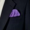 Purple And White Stripe 100% Silk Pre-Folded Pocket Square Insert
