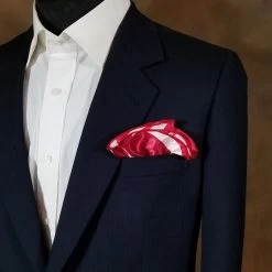 Antonio Ricci 2-in-1 Pouf Round Pocket Square - Red With White Swirl Pattern -Fashionable Costume RedSwirl 3 64885.1661635664