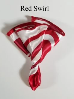 Antonio Ricci 2-in-1 Pouf Round Pocket Square - Red With White Swirl Pattern -Fashionable Costume RedSwirl ebay 50186.1661635659
