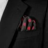 Red Dots On Black 100% Silk Pre-Folded Pocket Square Insert
