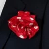 Antonio Ricci 2-in-1 Pouf Round Pocket Square - Red With White Polka Dots