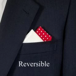 Two-Tone Red Polka Dots With White 100% Cotton Pre-Folded Pocket Square Insert 8 Two-Tone Red Polka Dots With White 100% Cotton Pre-Folded Pocket Square Insert -Fashionable Costume Red dot White 2 33679.1676398574