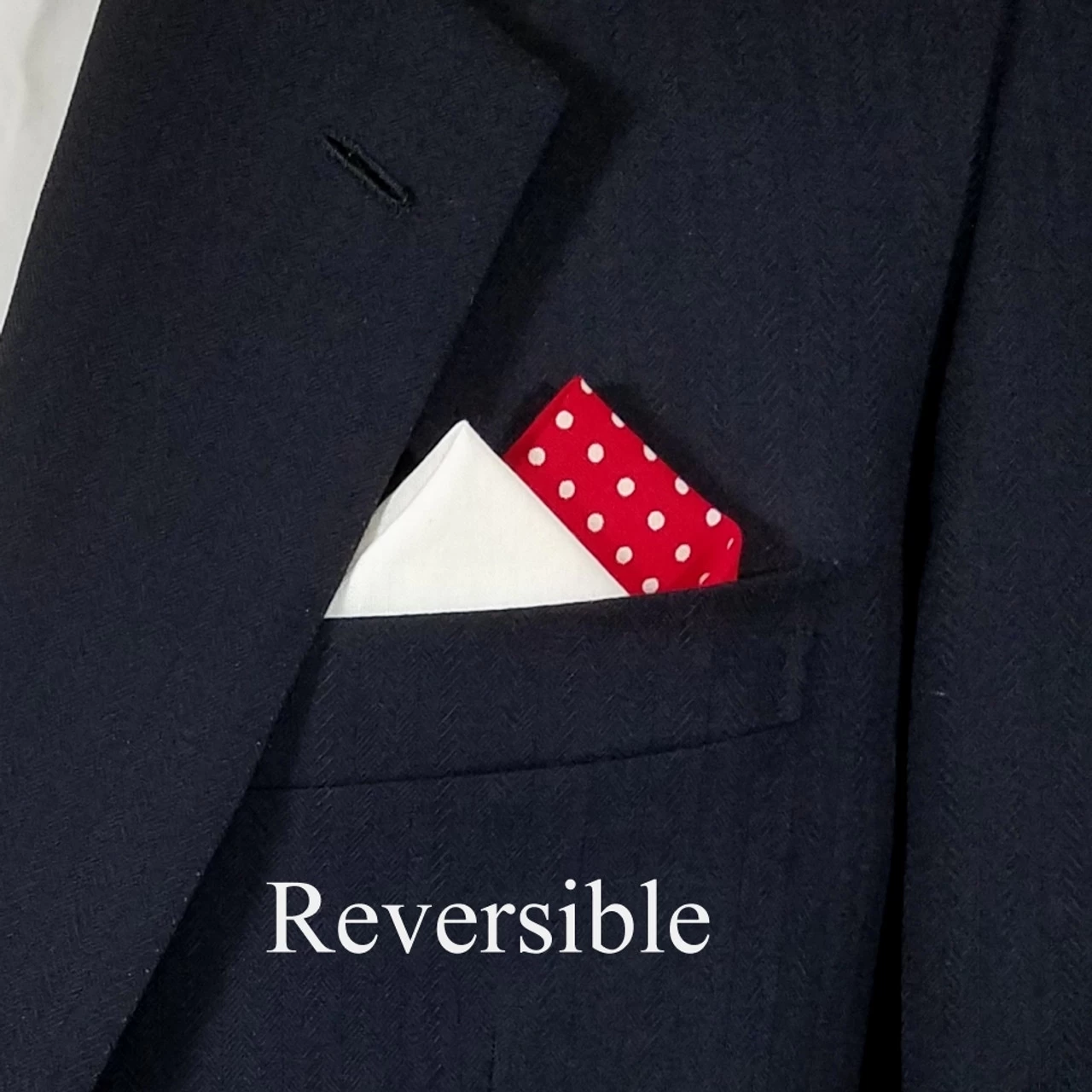 Two-Tone Red Polka Dots With White 100% Cotton Pre-Folded Pocket Square Insert 3 Two-Tone Red Polka Dots With White 100% Cotton Pre-Folded Pocket Square Insert - Image 3