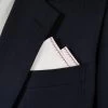 100% Cotton Pre-Folded Pocket Square Handkerchief Insert - Red On White