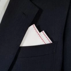 100% Cotton Pre-Folded Pocket Square Handkerchief Insert - Red On White