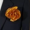 Antonio Ricci 2-in-1 Pouf Round Pocket Square - Brown Trim On Rich Gold