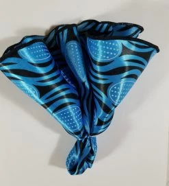 Antonio Ricci 2-in-1 Pouf Round Pocket Square - Royal Blue & Black Geo Pattern -Fashionable Costume Royal Black Geo 4 72673.1651354212
