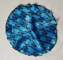 Antonio Ricci 2-in-1 Pouf Round Pocket Square - Royal Blue & Black Geo Pattern -Fashionable Costume Royal Black Geo3 36239.1651354212