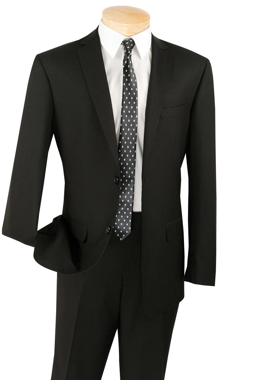 Vinci 2-Button Black Classic Suit - Slim Fit