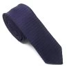 Antonia Horizontal Line Deep Purple 100% Silk Skinny Tie - 2 Inch