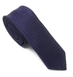 Antonia Horizontal Line Deep Purple 100% Silk Skinny Tie - 2 Inch