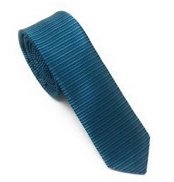 Antonia Horizontal Line Dark Teal 100% Silk Skinny Tie - 2 Inch