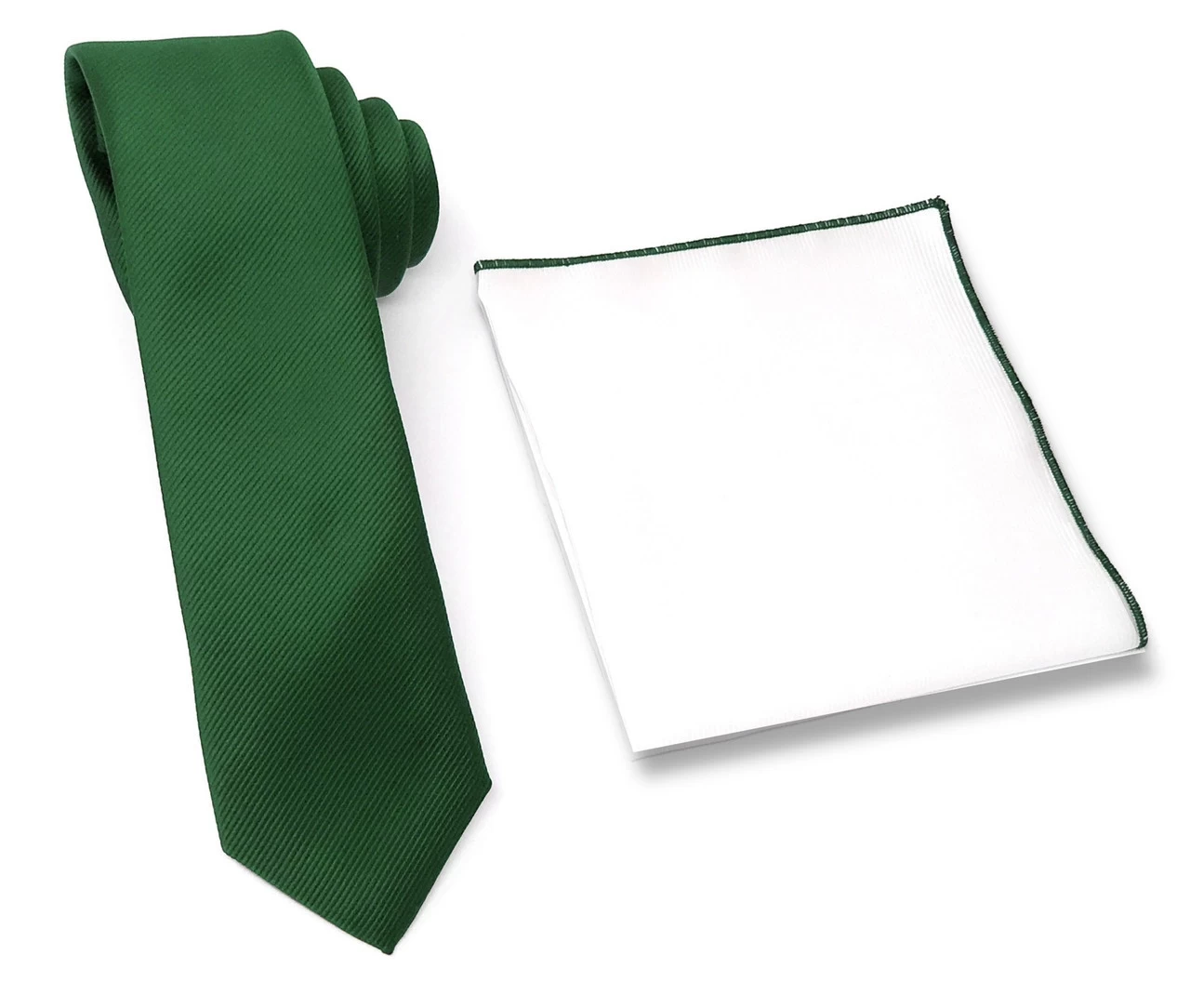 Antonia 100% Silk Tie W/Matching Trimmed Pocket Square - Green 1 Antonia 100% Silk Tie W/Matching Trimmed Pocket Square - Green