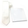 Antonia 100% Silk Tie W/Matching Trimmed Pocket Square - Ivory