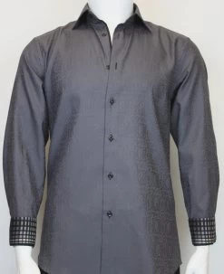 St. Cado Charcoal Contrasting Cuff Fashion Sport Shirt - Button Cuff