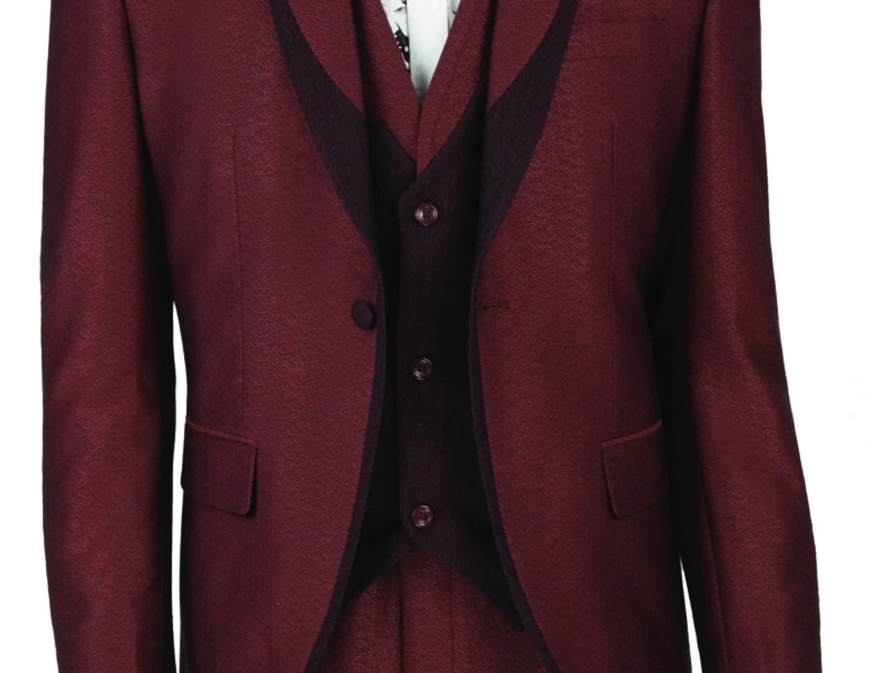 Vinci 3 Piece Fancy Burgundy Slim Fit Tuxedo Or Suit 2 Vinci 3 Piece Fancy Burgundy Slim Fit Tuxedo Or Suit - Image 2