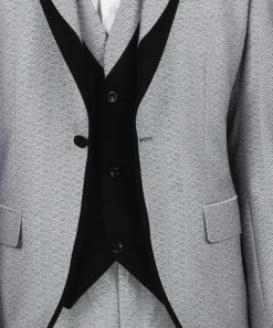 Vinci 3 Piece Fancy Grey And Black Slim Fit Tuxedo Or Suit -Fashionable Costume SV2R 5WHITE 2 61010.1545075504