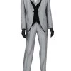 Vinci 3 Piece Fancy Grey And Black Slim Fit Tuxedo Or Suit