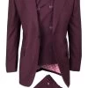 Tiglio Wide Leg Vested Italian Wool Suit - Burgundy