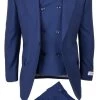 Tiglio Wide Leg Vested Italian Wool Suit - French Blue