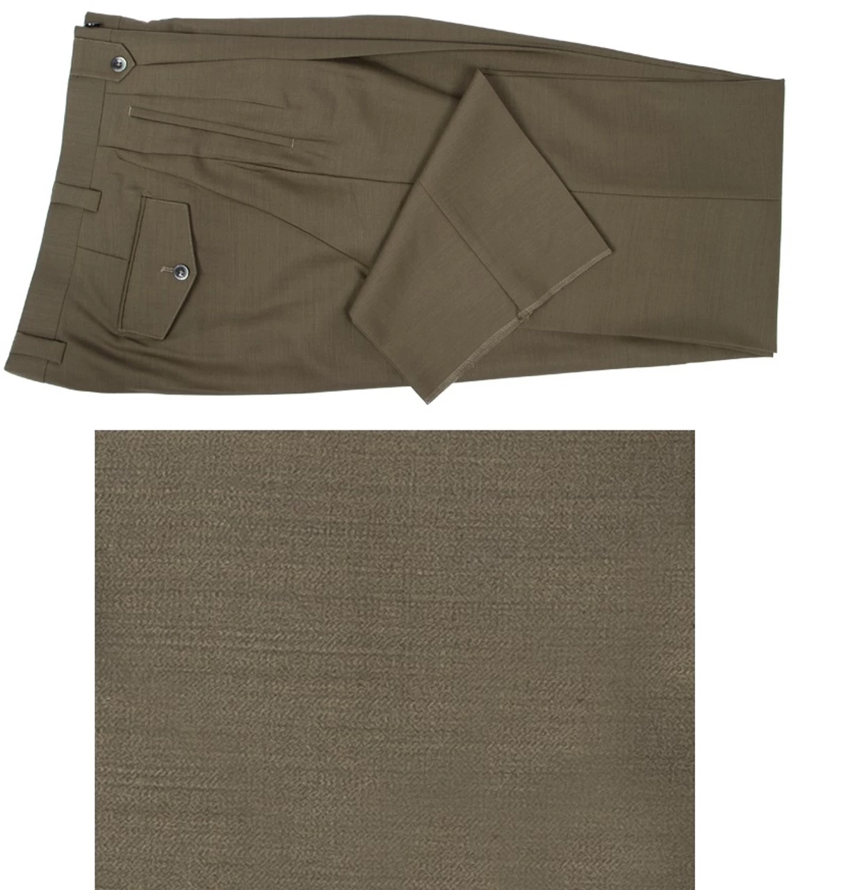 Tiglio Wide Leg Vested Italian Wool Suit - Olive 2 Tiglio Wide Leg Vested Italian Wool Suit - Olive - Image 2