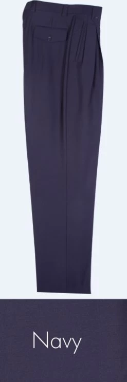 Tiglio 100% Wool Pleated Wide-Legged Slacks 16 Tiglio 100% Wool Pleated Wide-Legged Slacks -Fashionable Costume TGL WL2576 navy 30196.1527007079