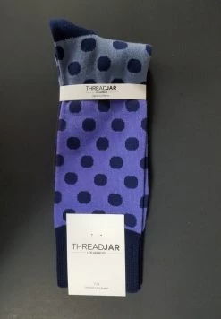 ThreadJar Premium Cotton & Spandex Socks - Blue & Purple Dot -Fashionable Costume TJ SK 751 3 81951.1644792742