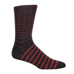 ThreadJar Premium Cotton & Spandex Socks - Burgundy Stripes On Black