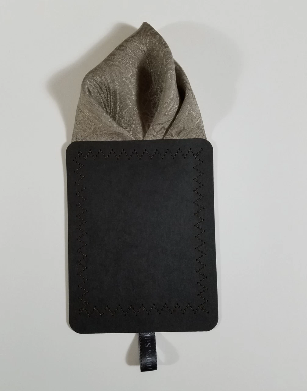 100% Silk Pre-Folded Point Design Pocket Square Insert - Taupe Paisleys 3 100% Silk Pre-Folded Point Design Pocket Square Insert - Taupe Paisleys - Image 3