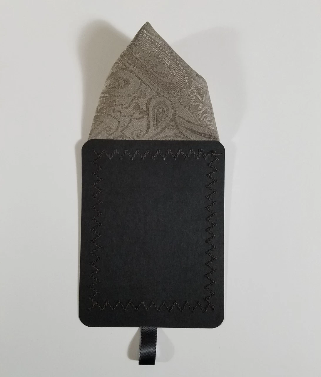 100% Silk Pre-Folded Point Design Pocket Square Insert - Taupe Paisleys 5 100% Silk Pre-Folded Point Design Pocket Square Insert - Taupe Paisleys - Image 5