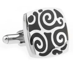 Black Scroll Stainless Steel Cufflinks (V-CF-230082SS)