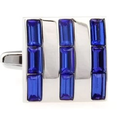 Royal Blue Baguette Crystal Square Cufflinks (V-CF-50350BL)