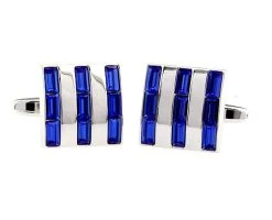 Royal Blue Baguette Crystal Square Cufflinks (V-CF-50350BL) -Fashionable Costume V CF 50350BL 3 75567.1534449176