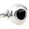 Round Center Black Crystal Cufflinks (V-CF-60058B-S)