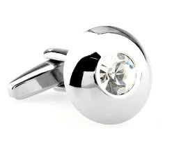 Small Round Diamond Crystal Cufflinks (V-CF-61308C-S)