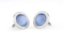 Extra Large Blue Cat's Eye Stone Cufflinks (V-CF-67480BL-S) -Fashionable Costume V CF 67480BL S 3 63914.1534902789