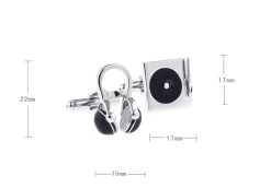 Silver Record Player With Headset Cufflinks (V-CF-70995-S) -Fashionable Costume V CF 70995 4 91844.1549403024