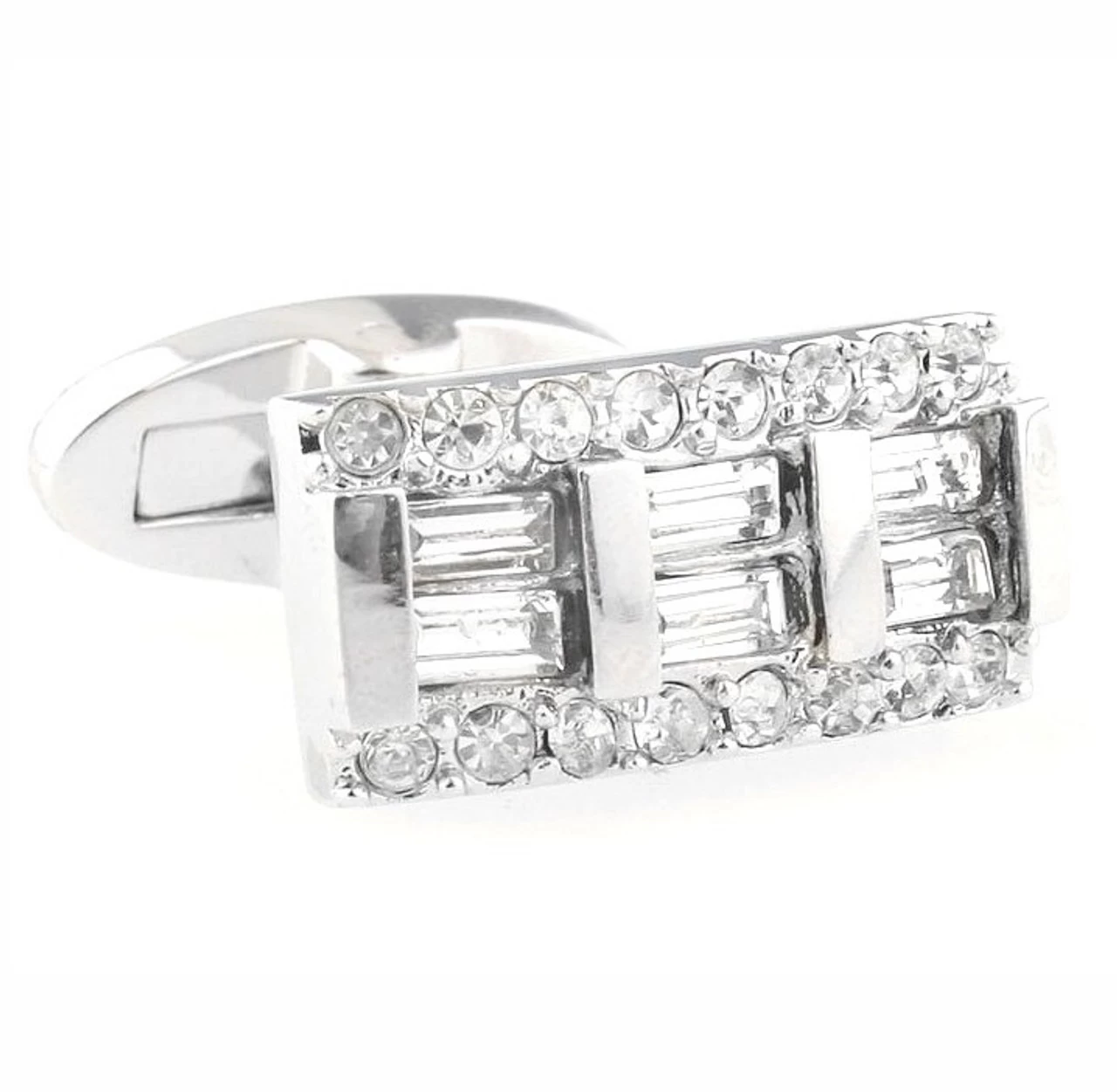 Diamond Baguettes Crystal Cufflinks (V-CF-C40327C-S) 1 Diamond Baguettes Crystal Cufflinks (V-CF-C40327C-S)
