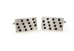 Black Crystal Hammered Silver Metal Cufflinks (V-CF-C40358B-S) -Fashionable Costume V CF C40358B S 3 21757.1534432603