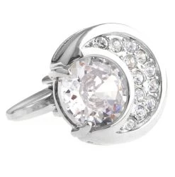 Diamond Swarovski® Crystal Moon Shape Cufflinks (V-CF-C40411C-S)