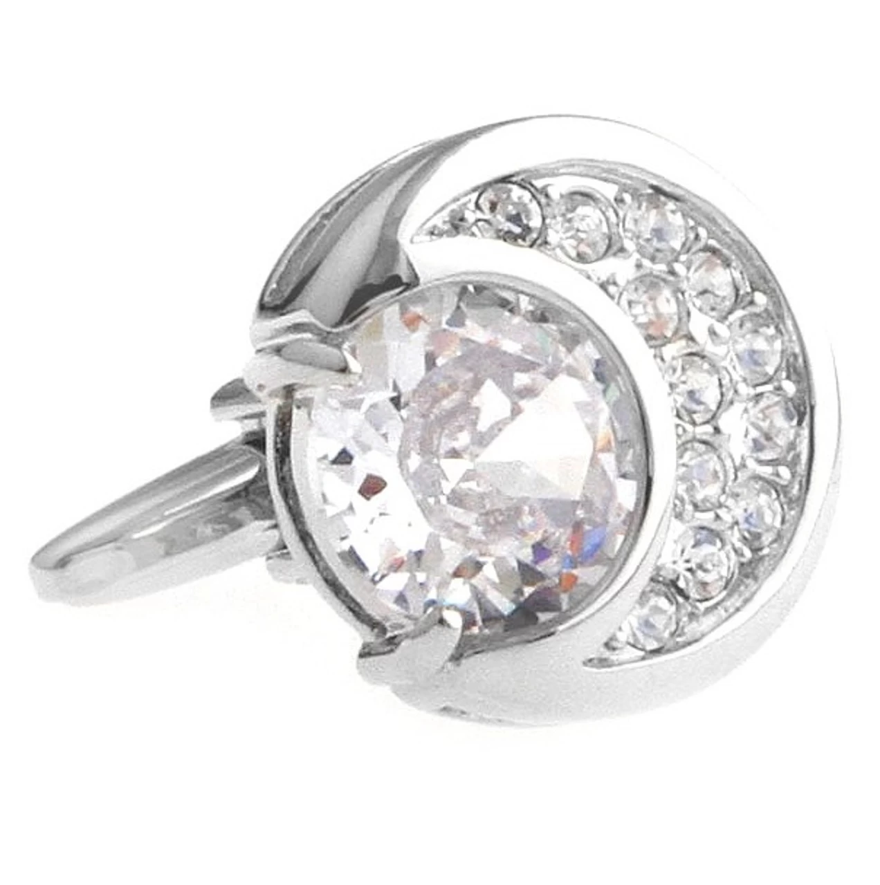 Diamond Swarovski® Crystal Moon Shape Cufflinks (V-CF-C40411C-S) 1 Diamond Swarovski® Crystal Moon Shape Cufflinks (V-CF-C40411C-S)